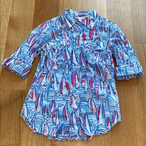 Sailboat Print Shirt - Blue and Pink